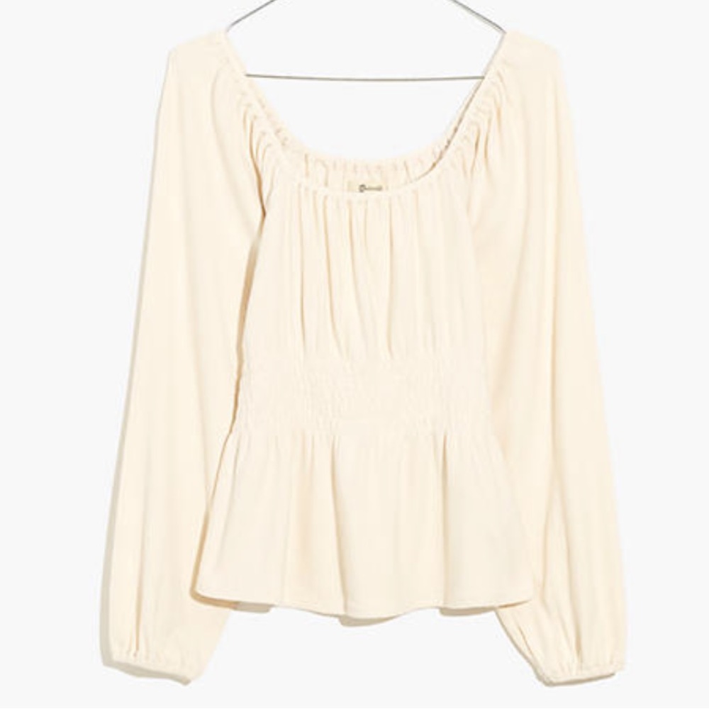 Madewell Women’s Plush Square-Neck Smocked Top